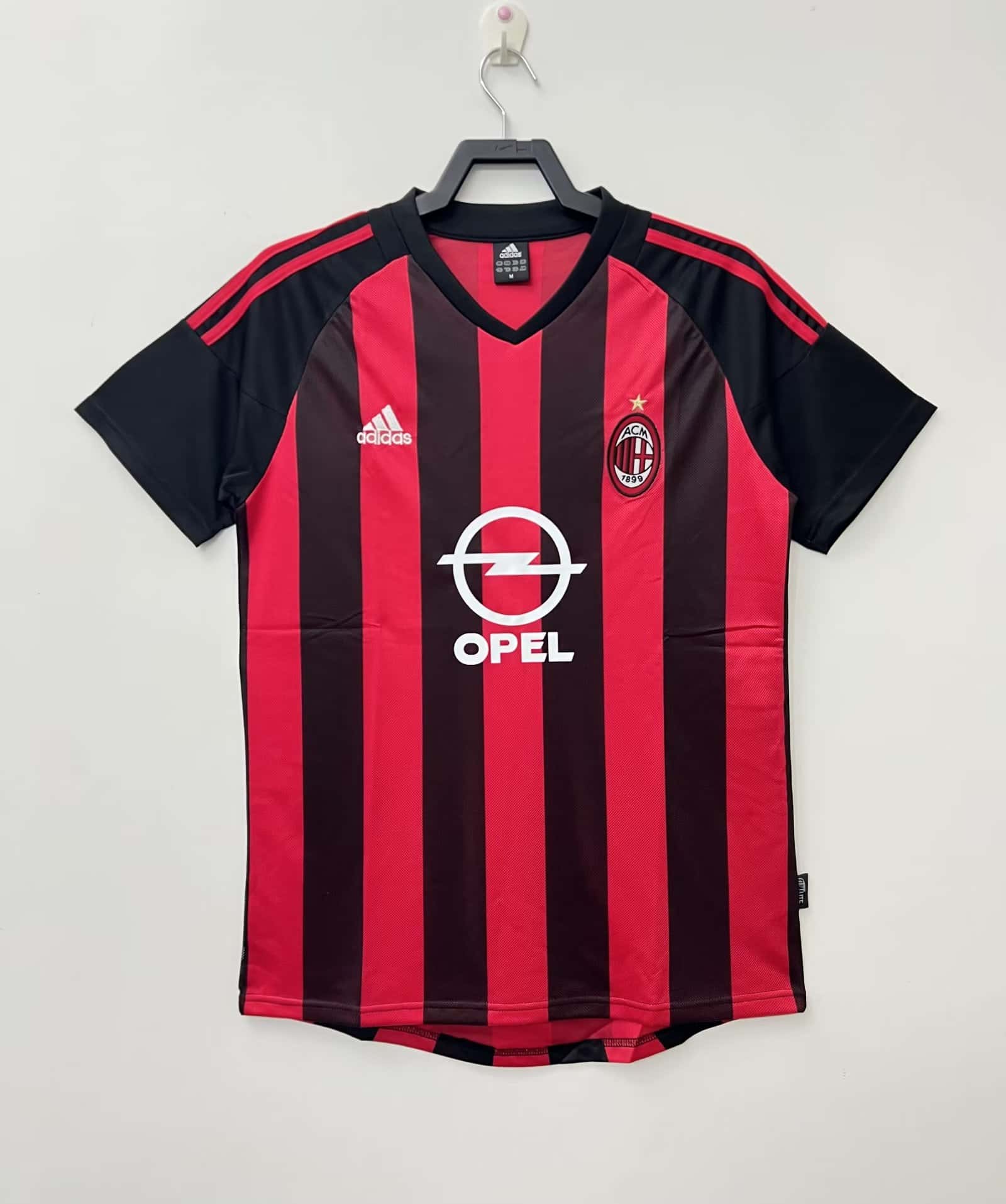 AC Milan Home football shirt 2000 - 2002. Sponsored by Opel